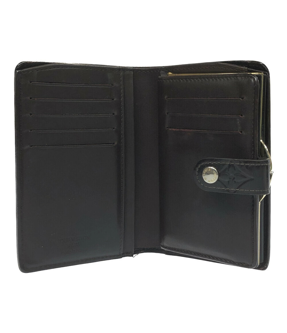 Louis Vuitton Bi Clasp Closure Wallet Vernis Viennois Portefeuille fold Black